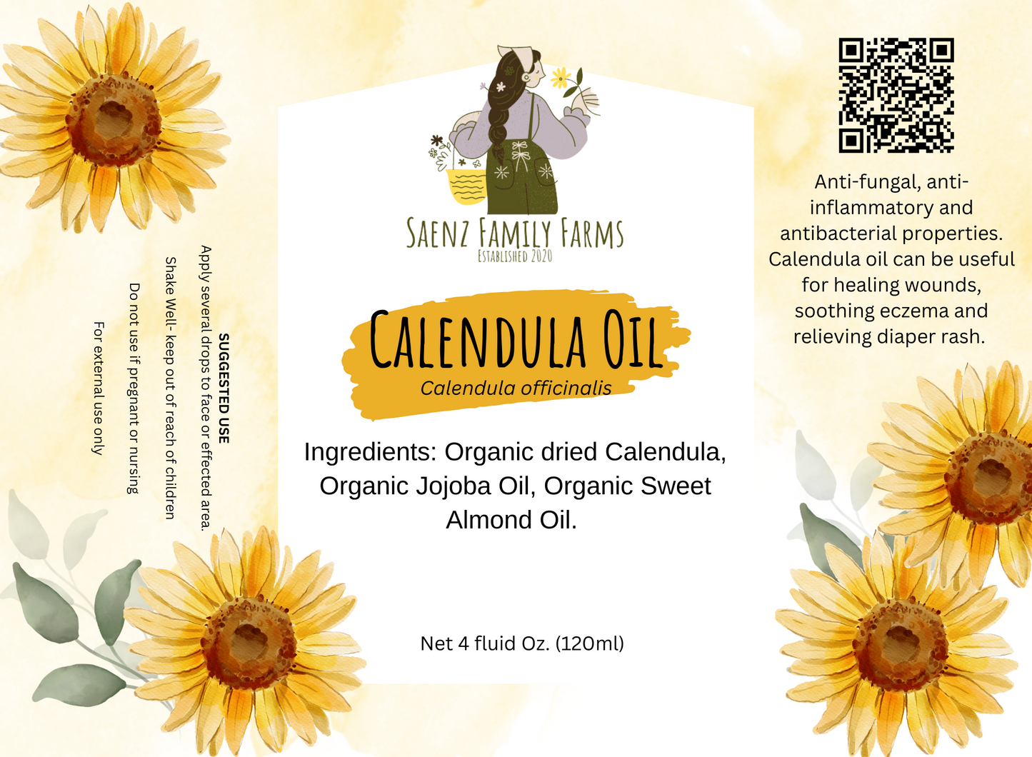 Organic Calendula Oil, 4oz