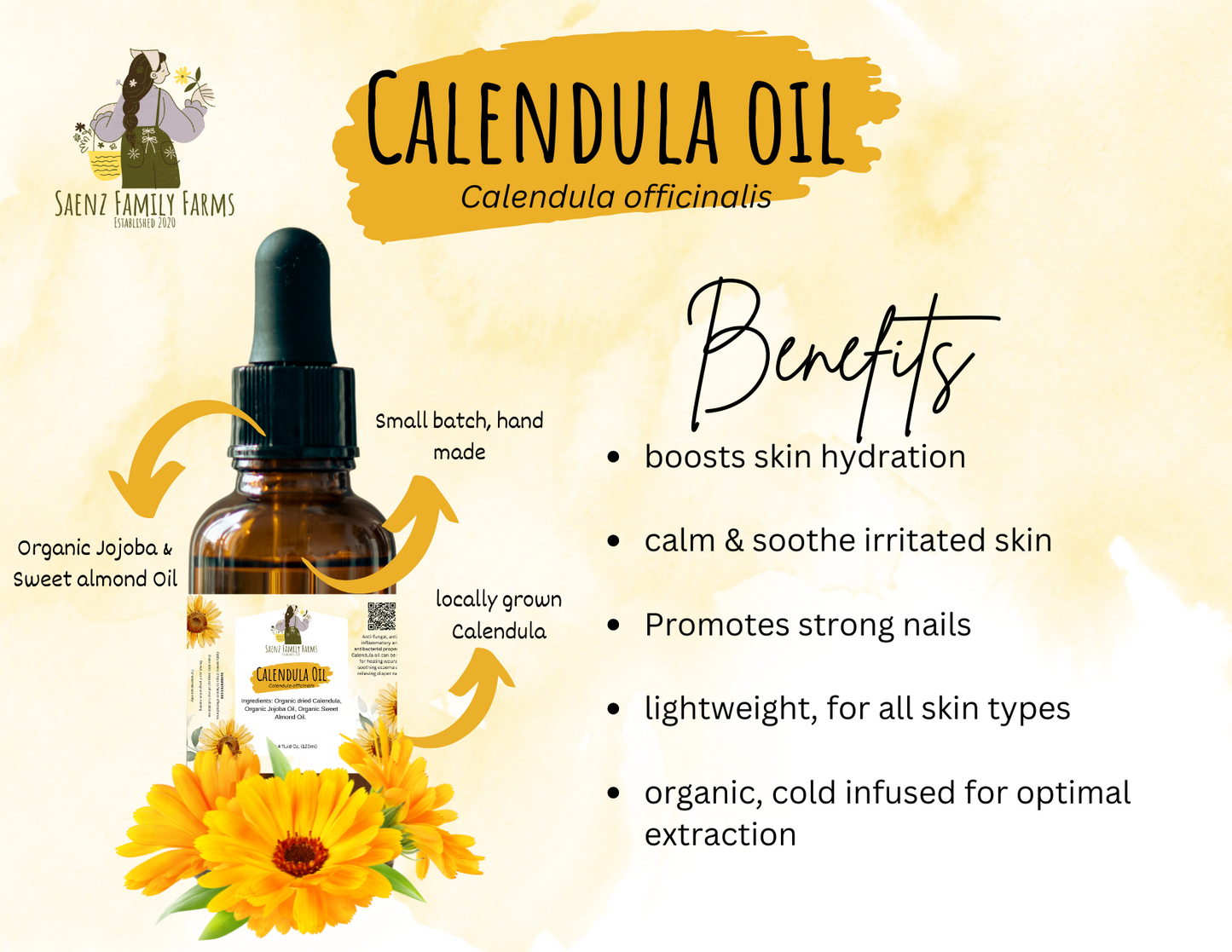 Organic Calendula Oil, 4oz