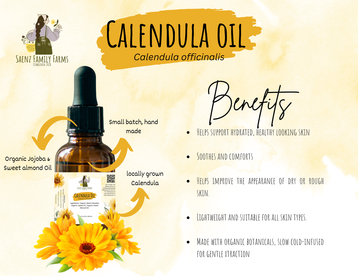 Organic Calendula Oil, 4oz