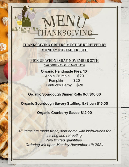 THANKSGIVING MENU